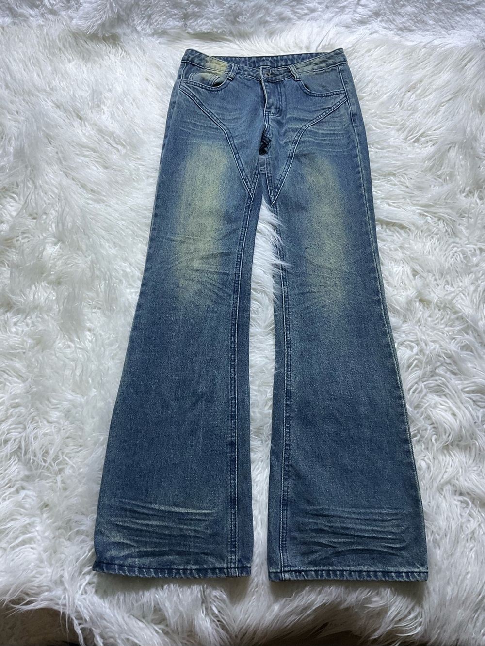 Fax Copy Express Dirty Wash Flare Jeans